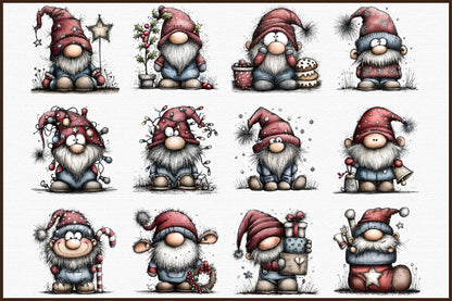 Cozy Christmas Gnome Clipart PNG Bundle