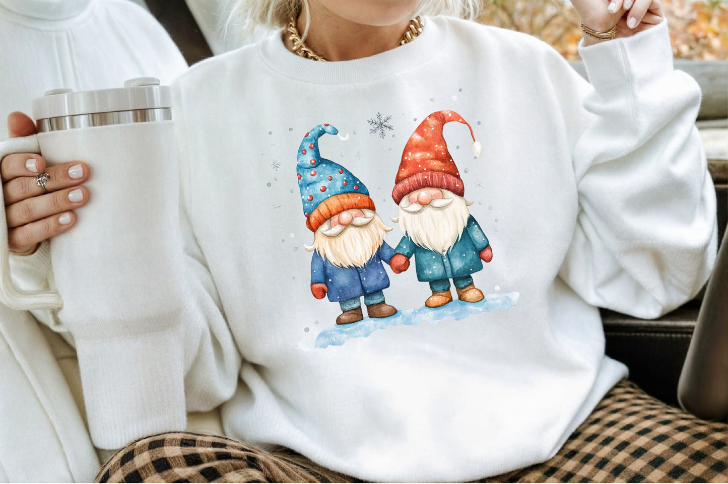 Cozy Christmas Gnomes Clipart PNG Bundle Commercial Use