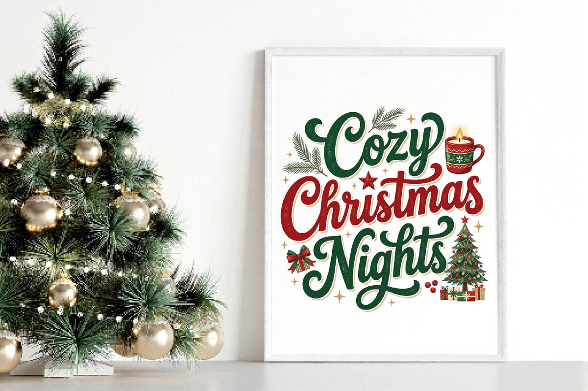 Cozy Christmas Nights PNG, Christmas Holiday Sublimation Design, Cozy Christmas Clipart