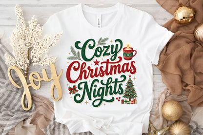 Cozy Christmas Nights PNG, Christmas Holiday Sublimation Design, Cozy Christmas Clipart