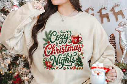 Cozy Christmas Nights PNG, Christmas Holiday Clipart, Cozy Christmas Sublimation Design