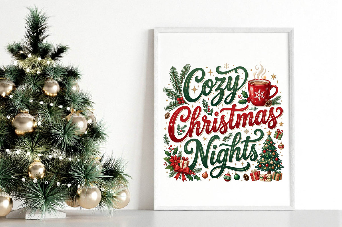Cozy Christmas Nights PNG, Christmas Holiday Clipart, Cozy Christmas Sublimation Design