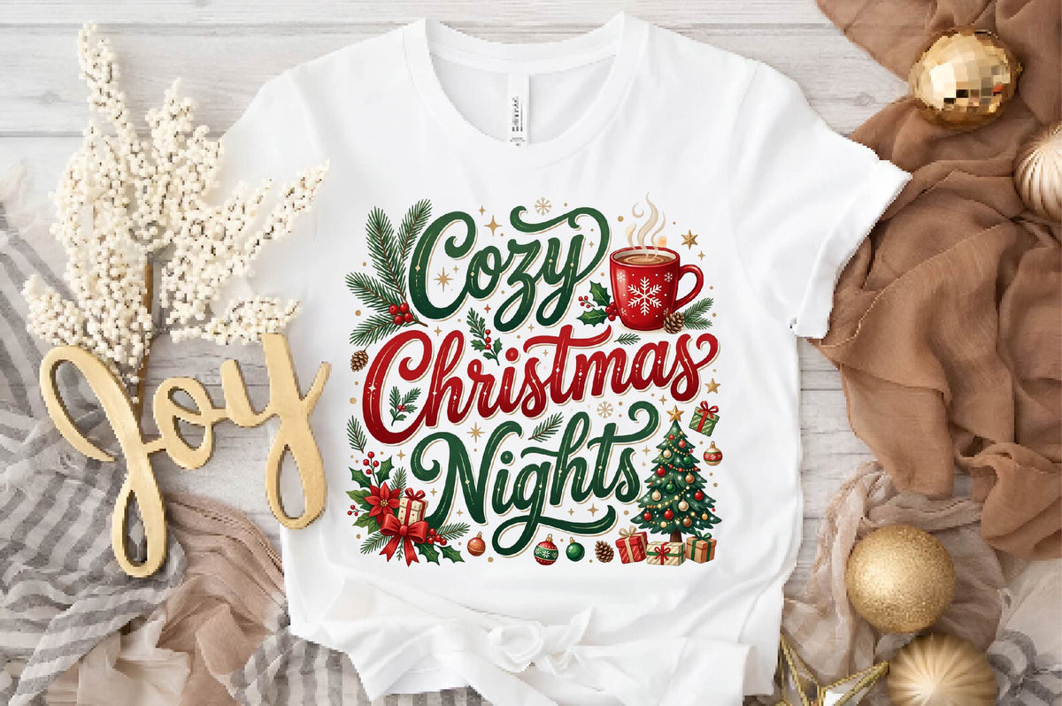 Cozy Christmas Nights PNG, Christmas Holiday Clipart, Cozy Christmas Sublimation Design