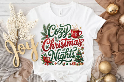Cozy Christmas Nights PNG, Christmas Holiday Clipart, Cozy Christmas Sublimation Design