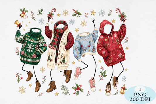 Cozy Christmas Sweater Clipart PNG