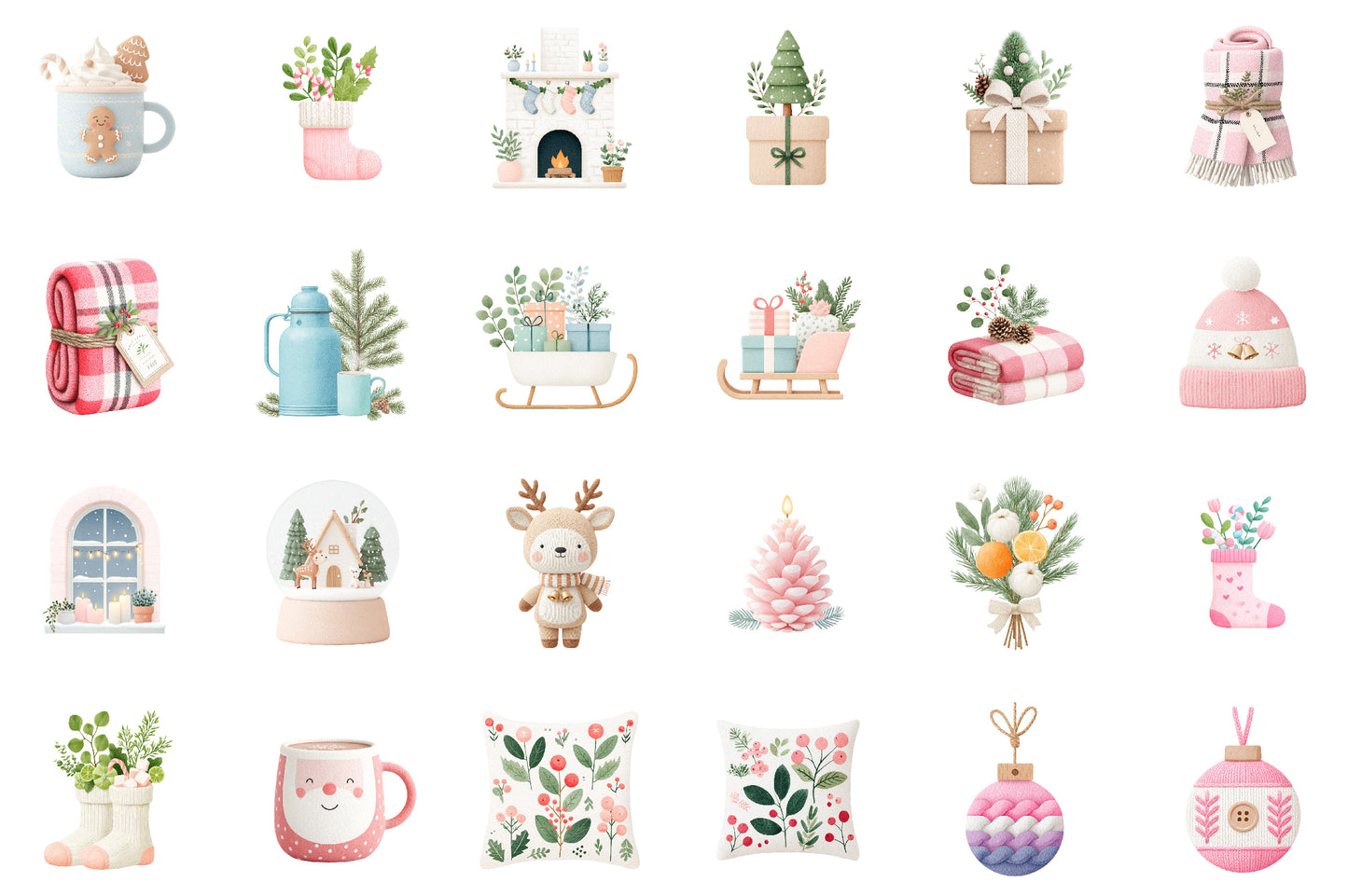 Cozy Christmas Watercolor Clipart PNG Bundle