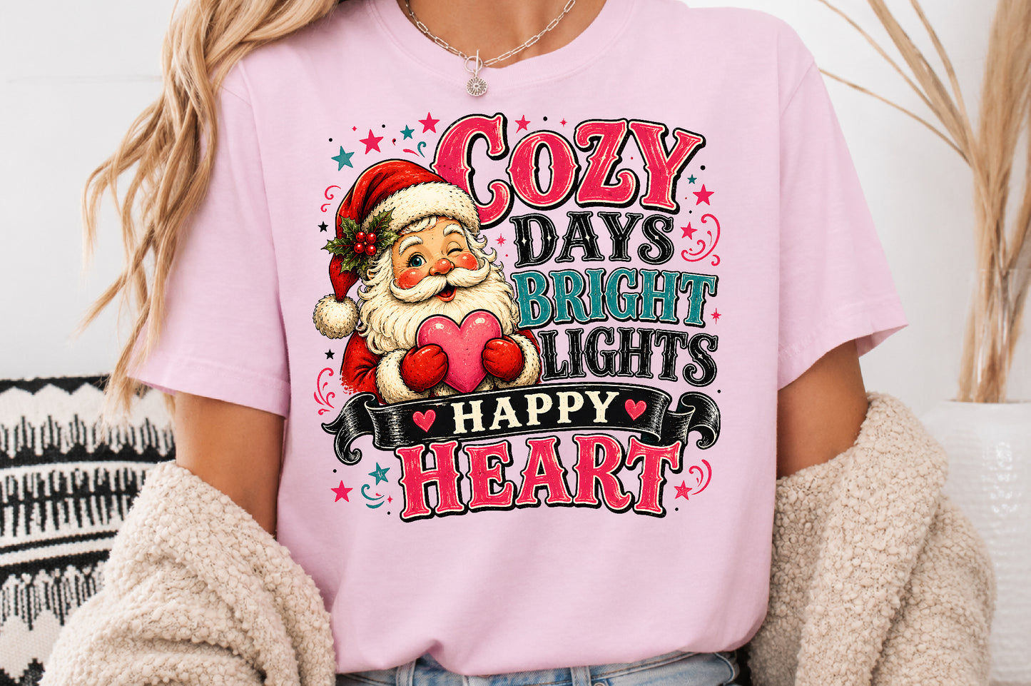 Cozy Days Bright Lights Happy Heart Christmas PNG