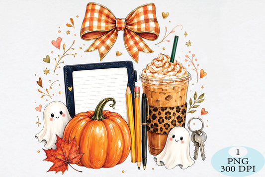 Cozy Fall Coffee Teacher Clipart PNG