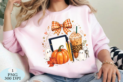 Cozy Fall Coffee Teacher Clipart PNG