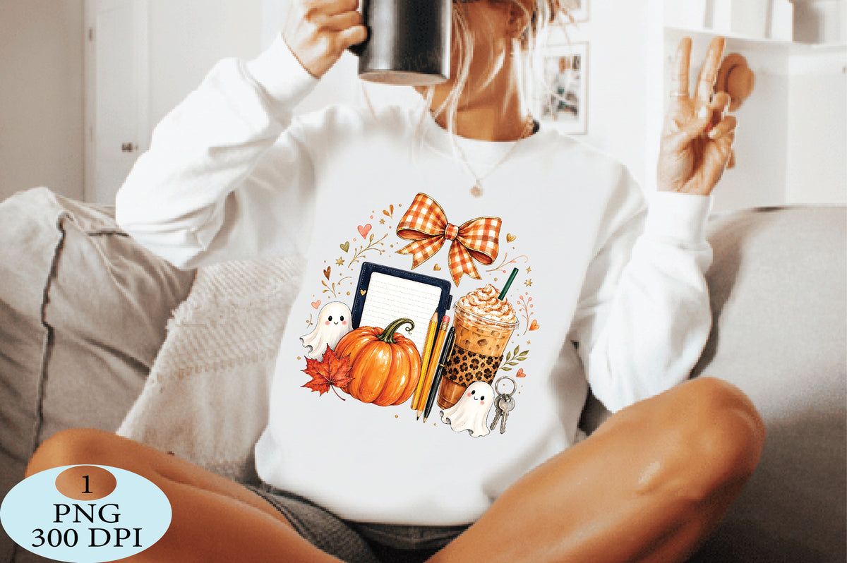 Cozy Fall Coffee Teacher Clipart PNG