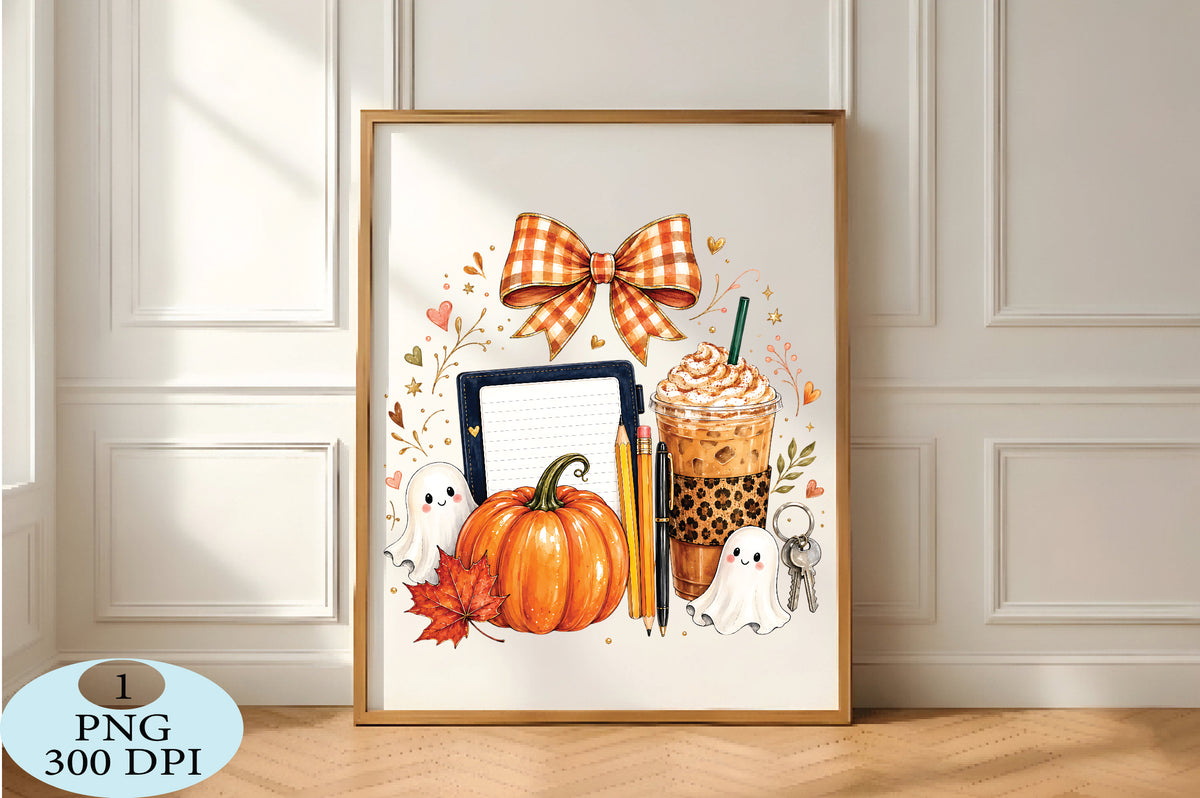 Cozy Fall Coffee Teacher Clipart PNG