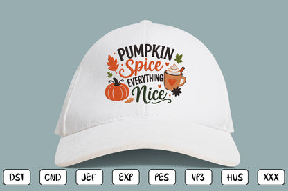 Pumpkin Spice Everything Nice Embroidery Design, Cozy Fall Machine Embroidery Pattern, Autumn Pumpkin Hot Cocoa Mug Embroidery Design