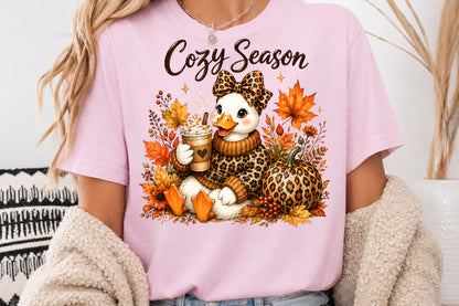 Cozy Season Duck PNG Leopard Print Autumn Sublimation Design