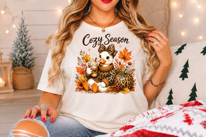Cozy Season Duck PNG Leopard Print Autumn Sublimation Design