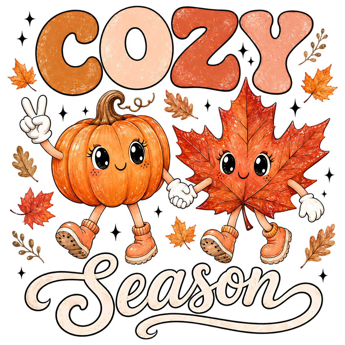 Cozy Season Pumpkin Friends Fall PNG
