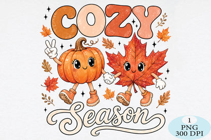 Cozy Season Pumpkin Friends Fall PNG