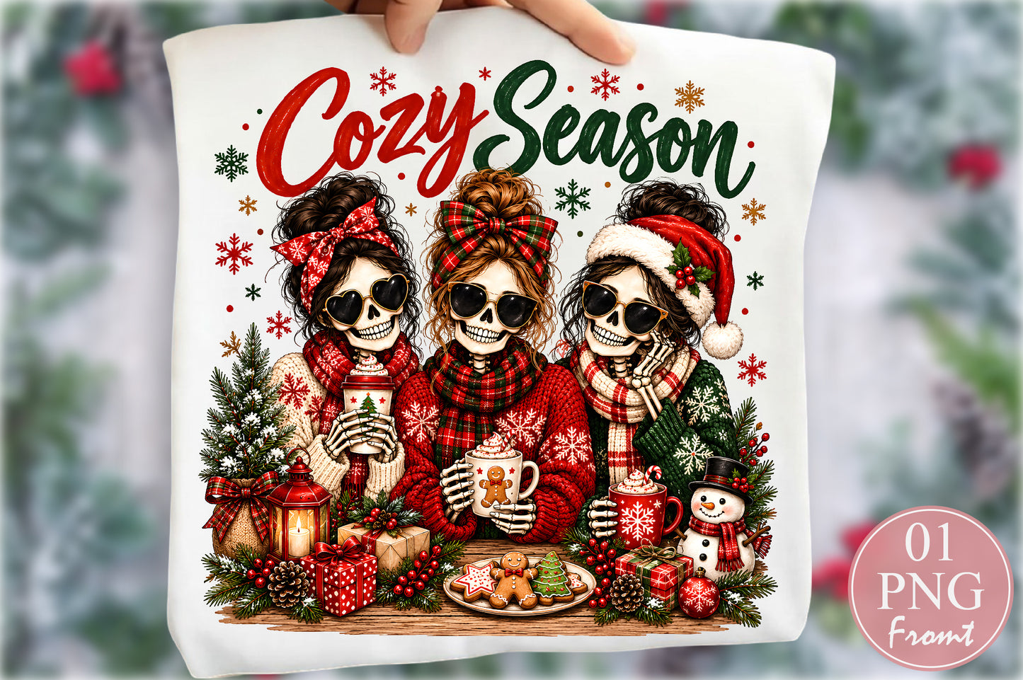 Cozy Season Christmas Skull PNG Bundle