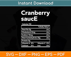 Cranberry Sauce Family Thanksgiving Nutrition Facts Funny Svg Digital Cutting File