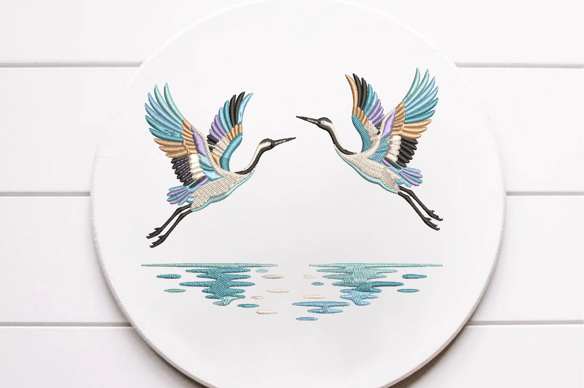 Crane Birds Machine Embroidery Design