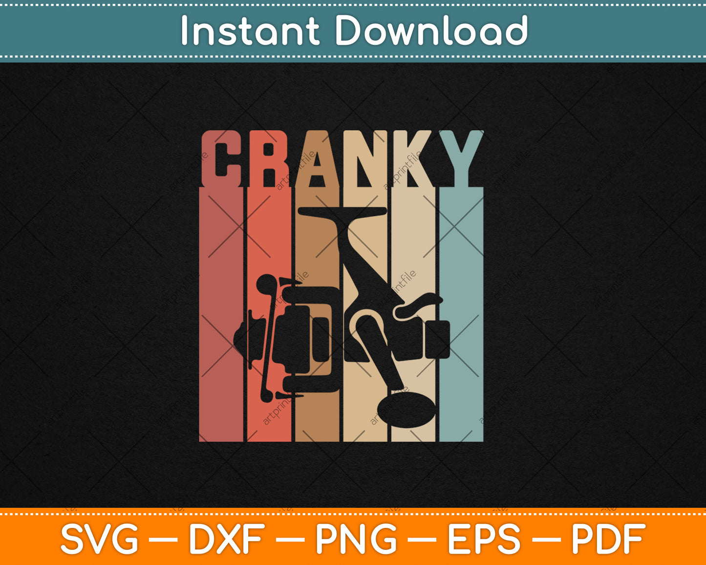 Cranky Fishing Funny Fathers Day Fishing Vintage Svg Digital Cutting File