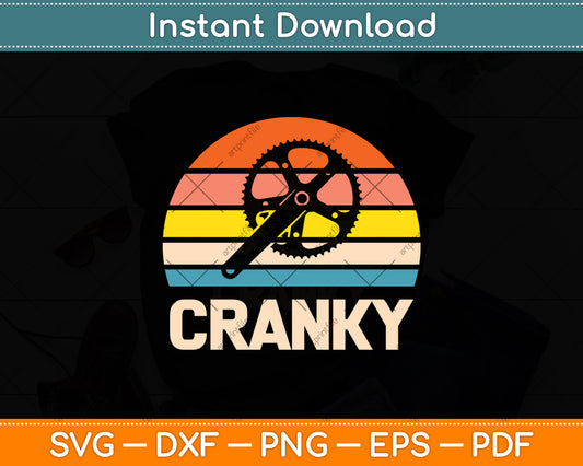 Cranky Vintage Sun funny Bicycle Lovers Cycling Cranky Svg Digital Cutting File