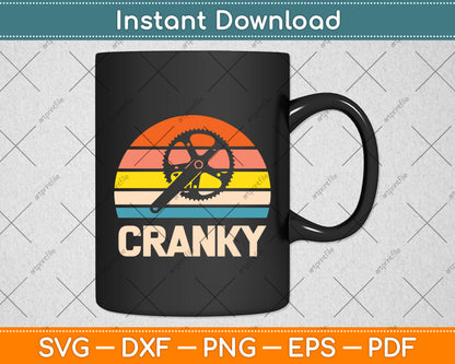 Cranky Vintage Sun funny Bicycle Lovers Cycling Cranky Svg Digital Cutting File
