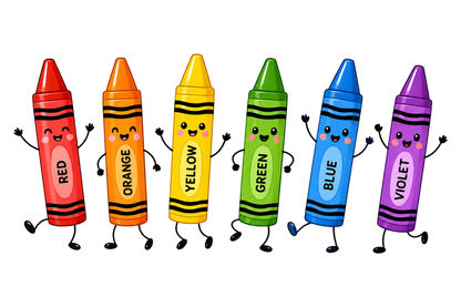 Cute Crayon Friends Back to School PNG Colorful Crayons School Supplies Sublimation