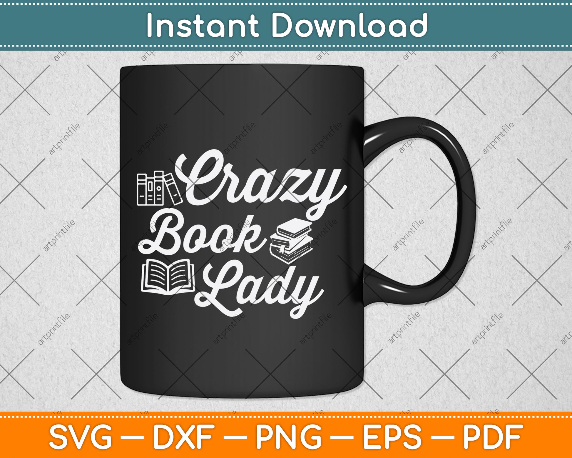 Crazy Book Lady Librarian Svg Digital Cutting File