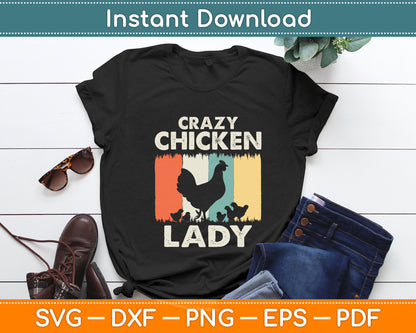 Crazy Chicken Lady Vintage Retro Style Svg Digital Cutting File