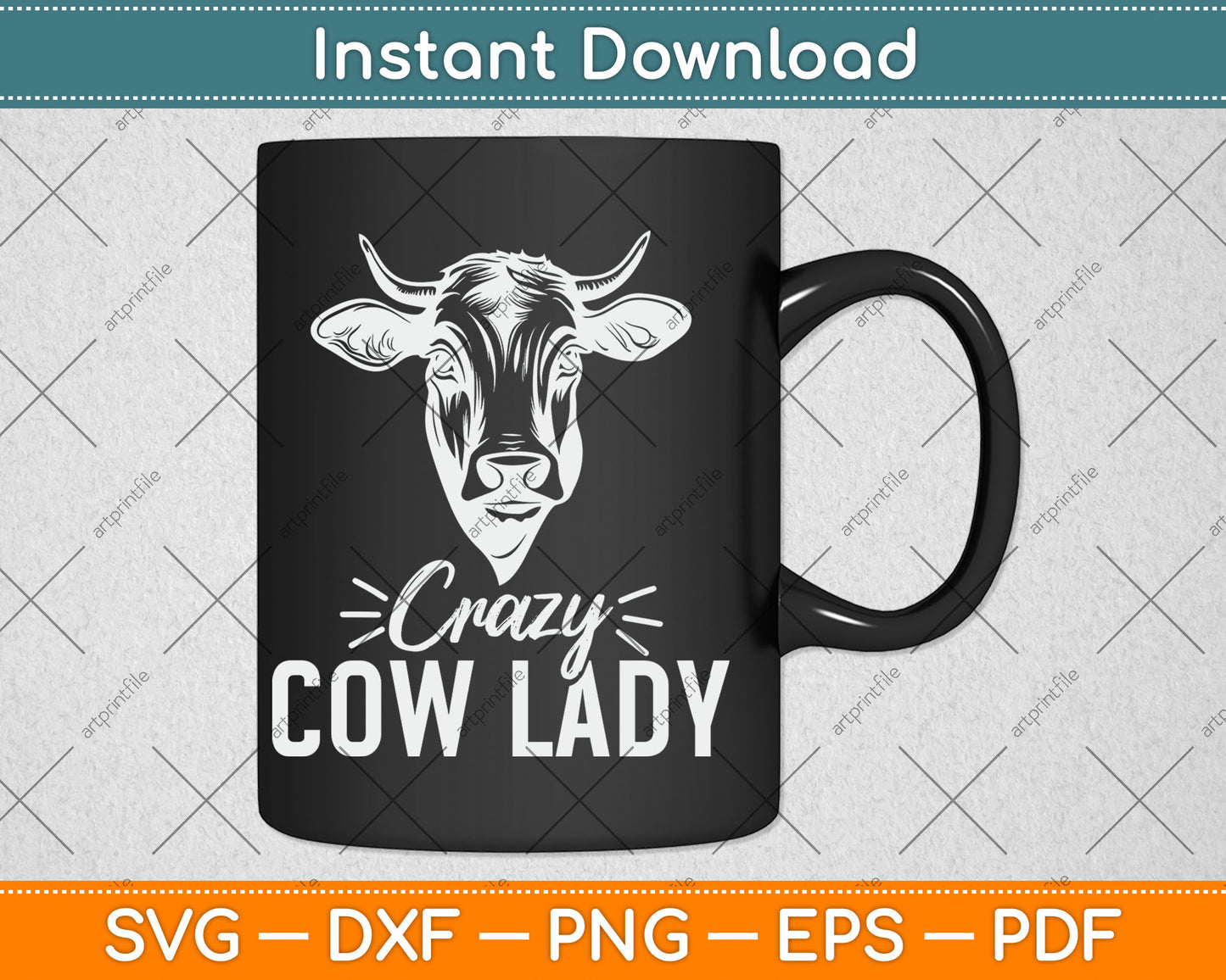 Crazy Cow Lady Cow Lover Funny Cow Svg Digital Cutting File