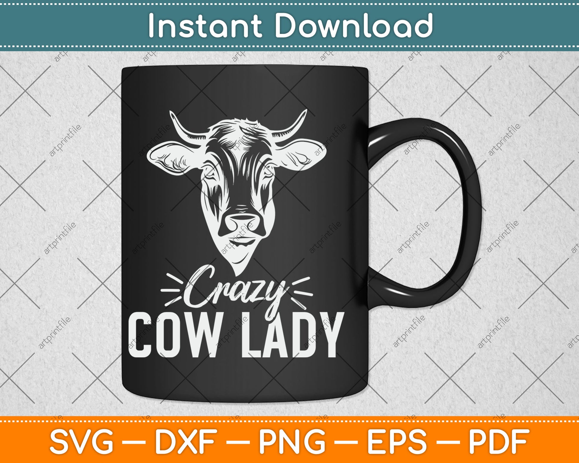 Crazy Cow Lady Cow Lover Funny Cow Svg Digital Cutting File