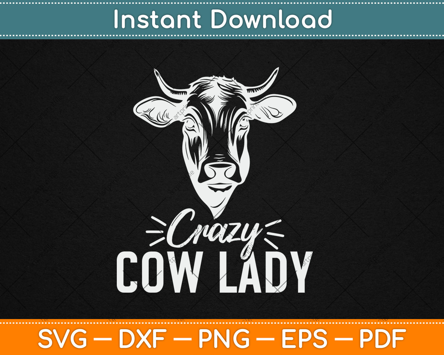 Crazy Cow Lady Cow Lover Funny Cow Svg Digital Cutting File