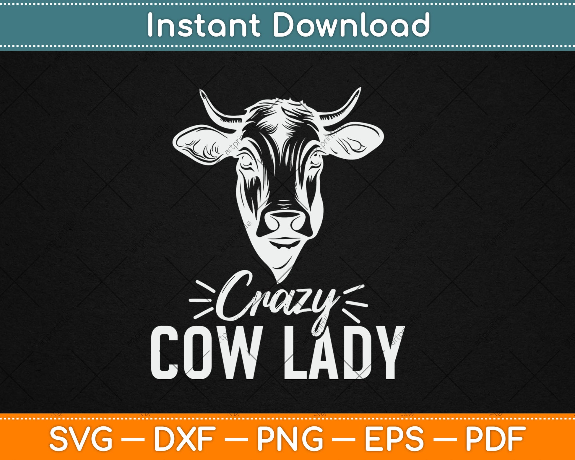 Crazy Cow Lady Cow Lover Funny Cow Svg Digital Cutting File