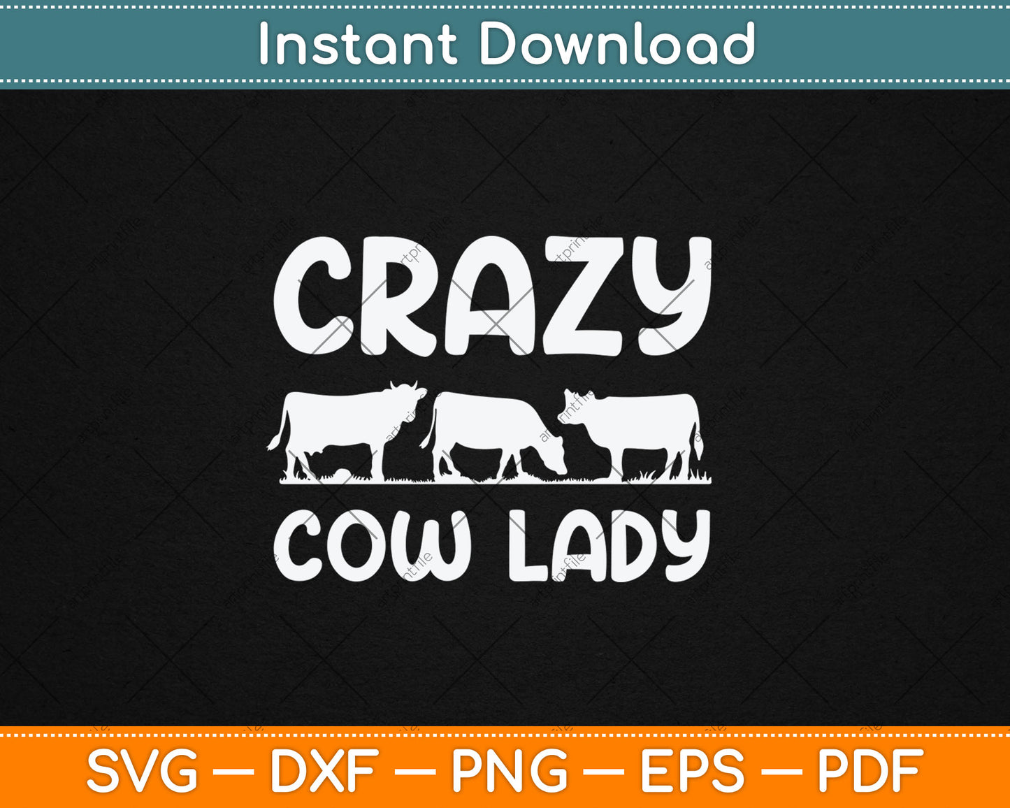Crazy Cow Lady Cow Lover Svg Digital Cutting File