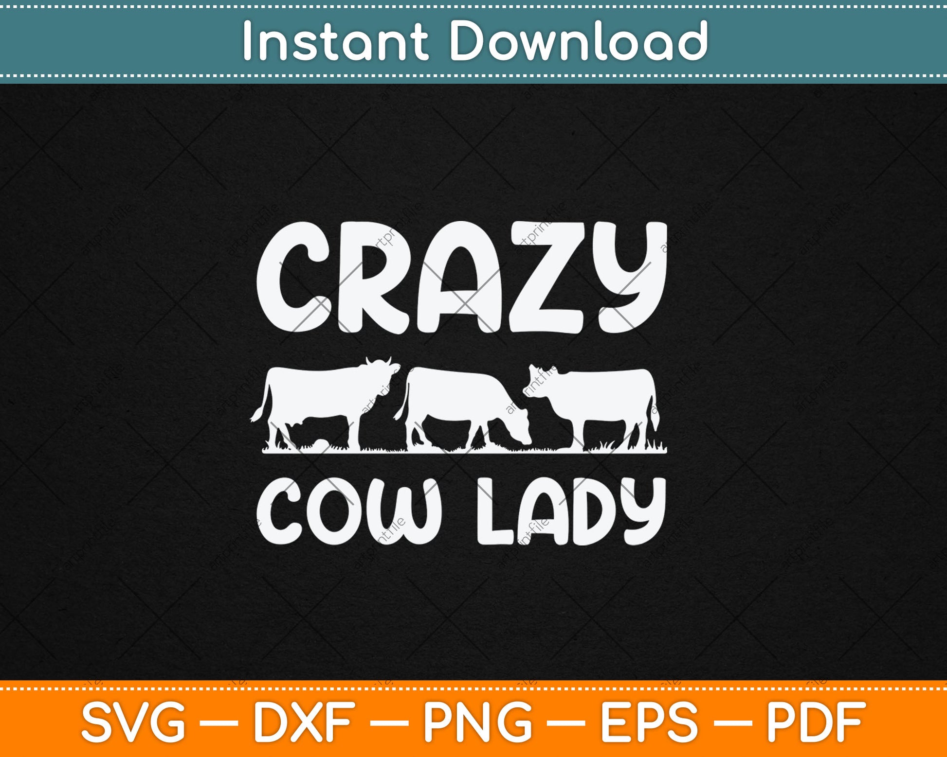 Crazy Cow Lady Cow Lover Svg Digital Cutting File