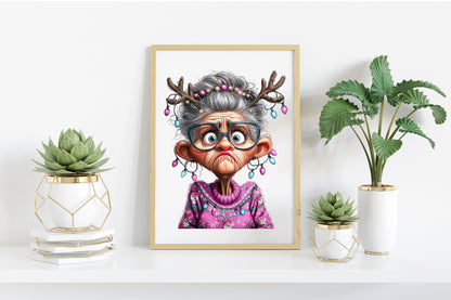 Christmas Crazy Old Lady Clipart PNG Funny Christmas