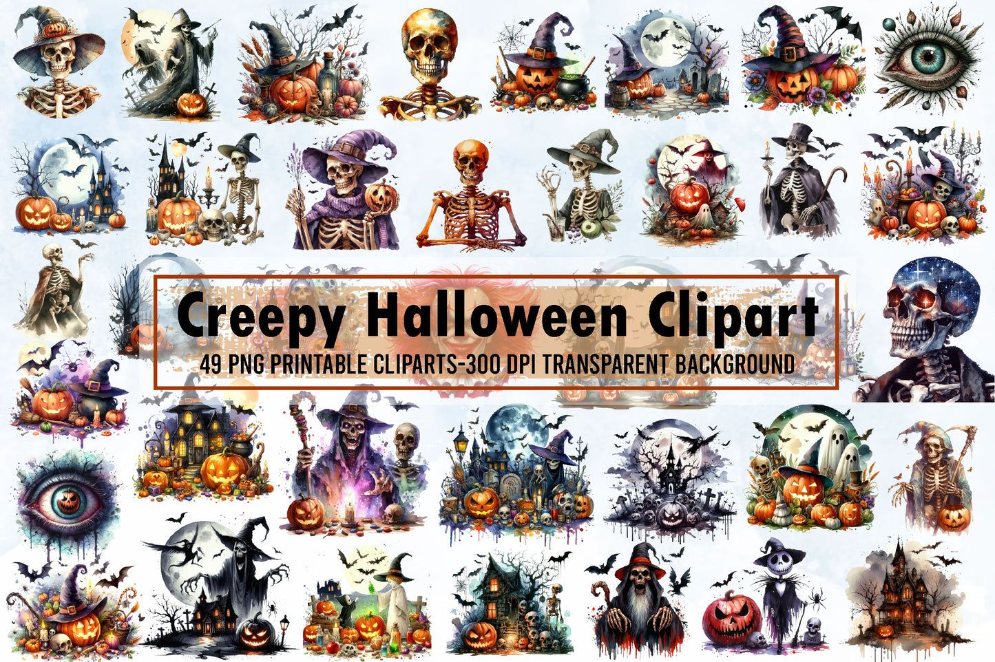 Creepy Halloween Horror PNG Bundle Spooky Clipart