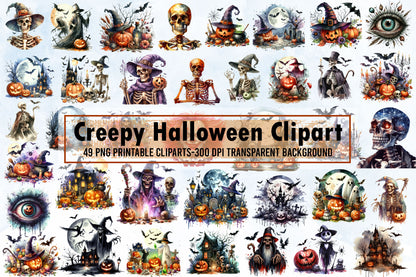 Creepy Halloween Horror PNG Bundle Spooky Clipart