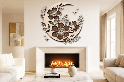 Crescent Moon Floral Wall Decor SVG
