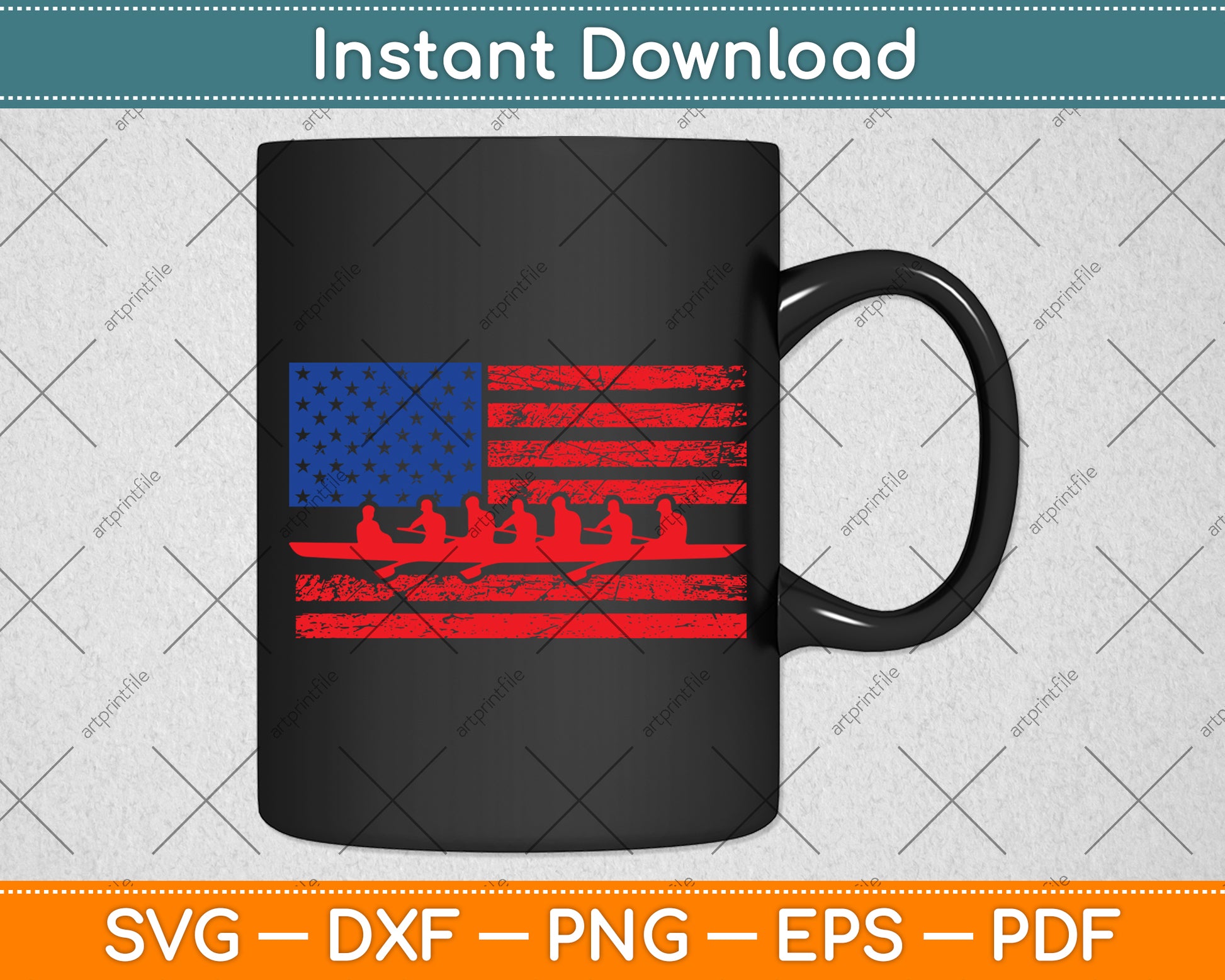 Crew Rowing Boat Oars Us American Flag Svg Digital Cutting File