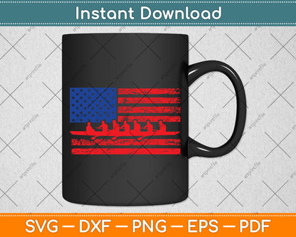Crew Rowing Boat Oars Us American Flag Svg Digital Cutting File