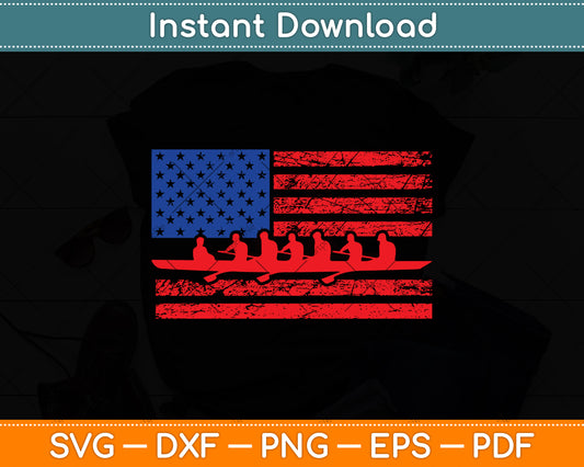 Crew Rowing Boat Oars Us American Flag Svg Digital Cutting File