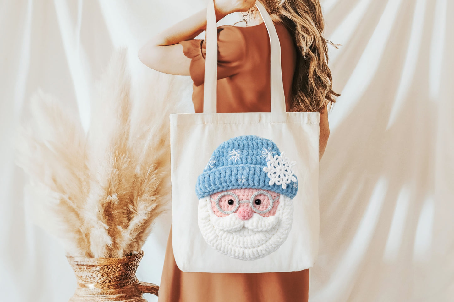 Crochet Faux Yarn Santa Christmas PNG