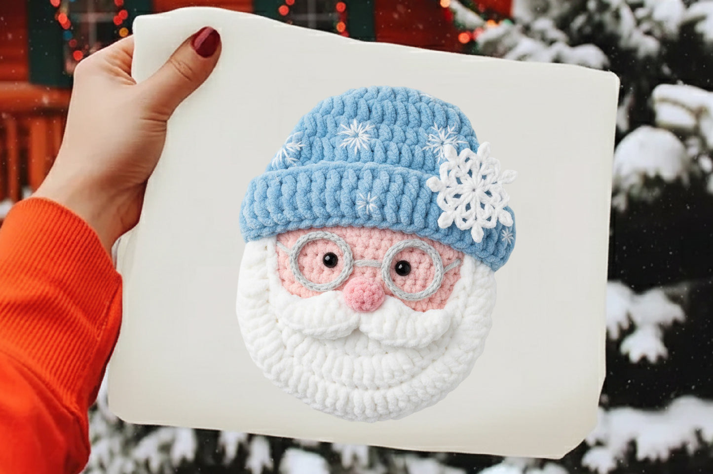 Crochet Faux Yarn Santa Christmas PNG