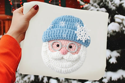 Crochet Faux Yarn Santa Christmas PNG