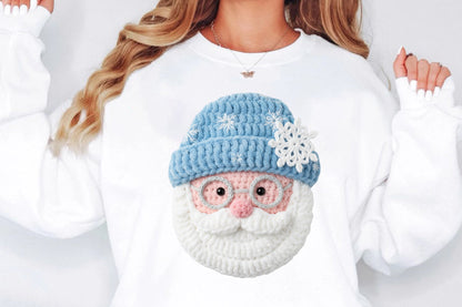 Crochet Faux Yarn Santa Christmas PNG