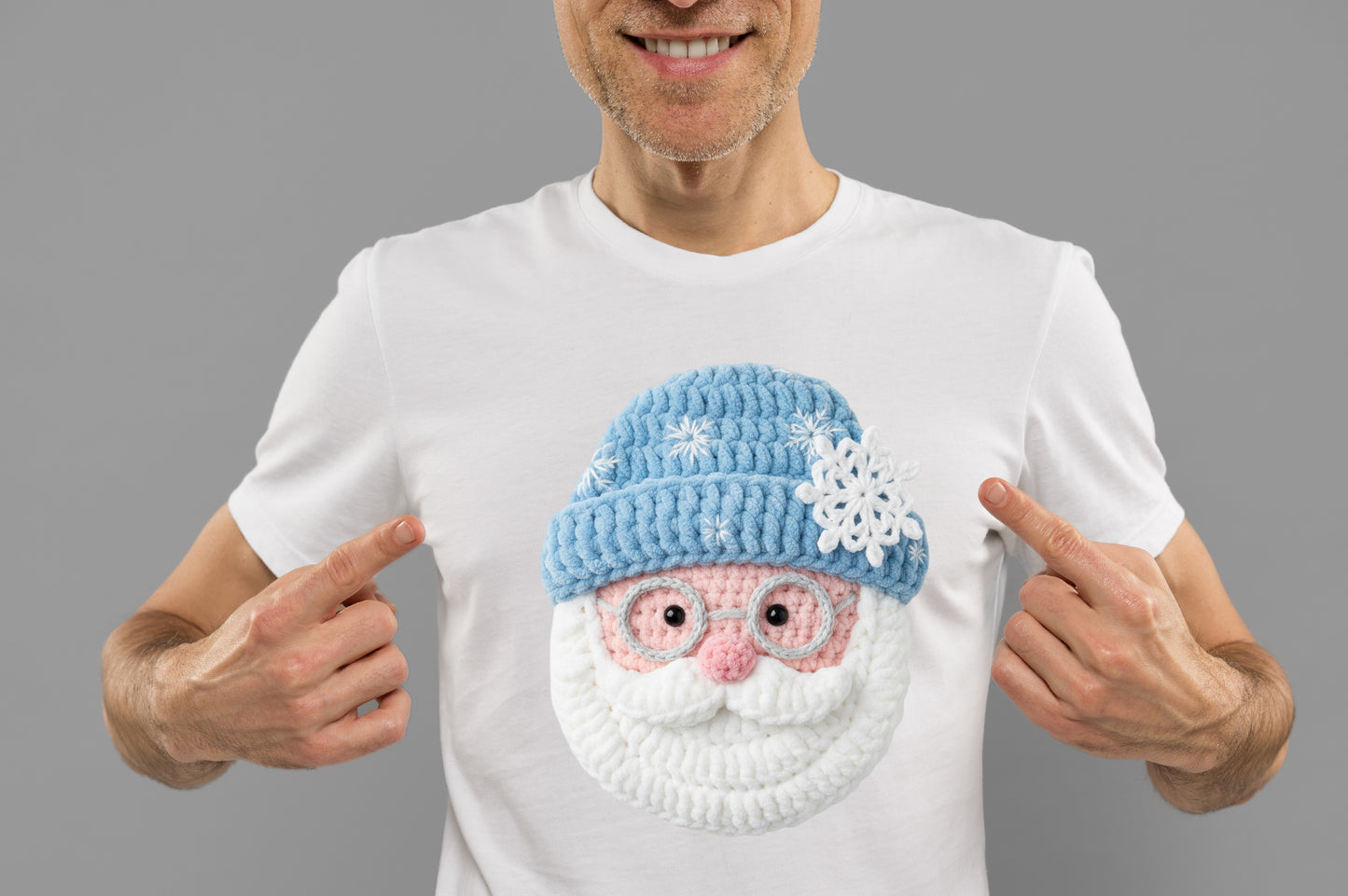 Crochet Faux Yarn Santa Christmas PNG