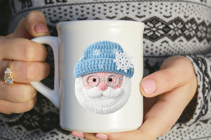 Crochet Faux Yarn Santa Christmas PNG