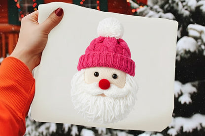 Crochet Faux Yarn Christmas Santa PNG
