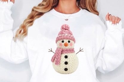 Faux Yarn Christmas Snowman PNG